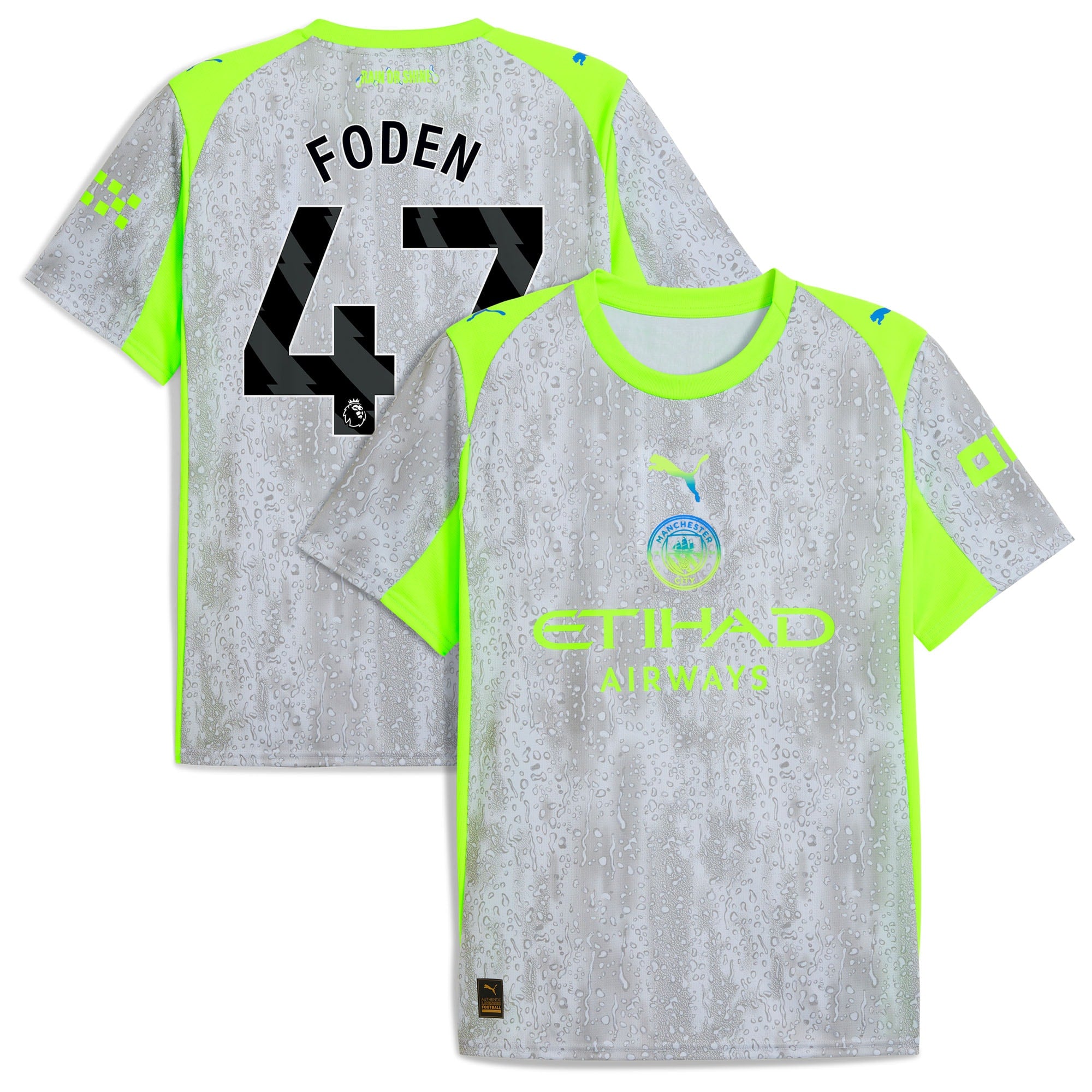 Phil Foden Manchester City Puma 2025/26 Home Replica Player Jersey - Sky Blue/Black/Green