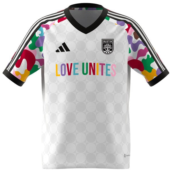 Austin FC adidas Youth 2024 Pride Pre-Match Top - White