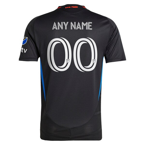 San Jose Earthquakes adidas 2025 Headliner Authentic Custom Jersey - Black