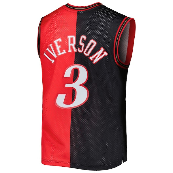 Allen Iverson Philadelphia 76ers Hardwood Classics 2000/01 Split Swingman Jersey - Black/Red