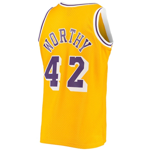 James Worthy Los Angeles Lakers 1984/85 Hardwood Classics Swingman Jersey - Gold