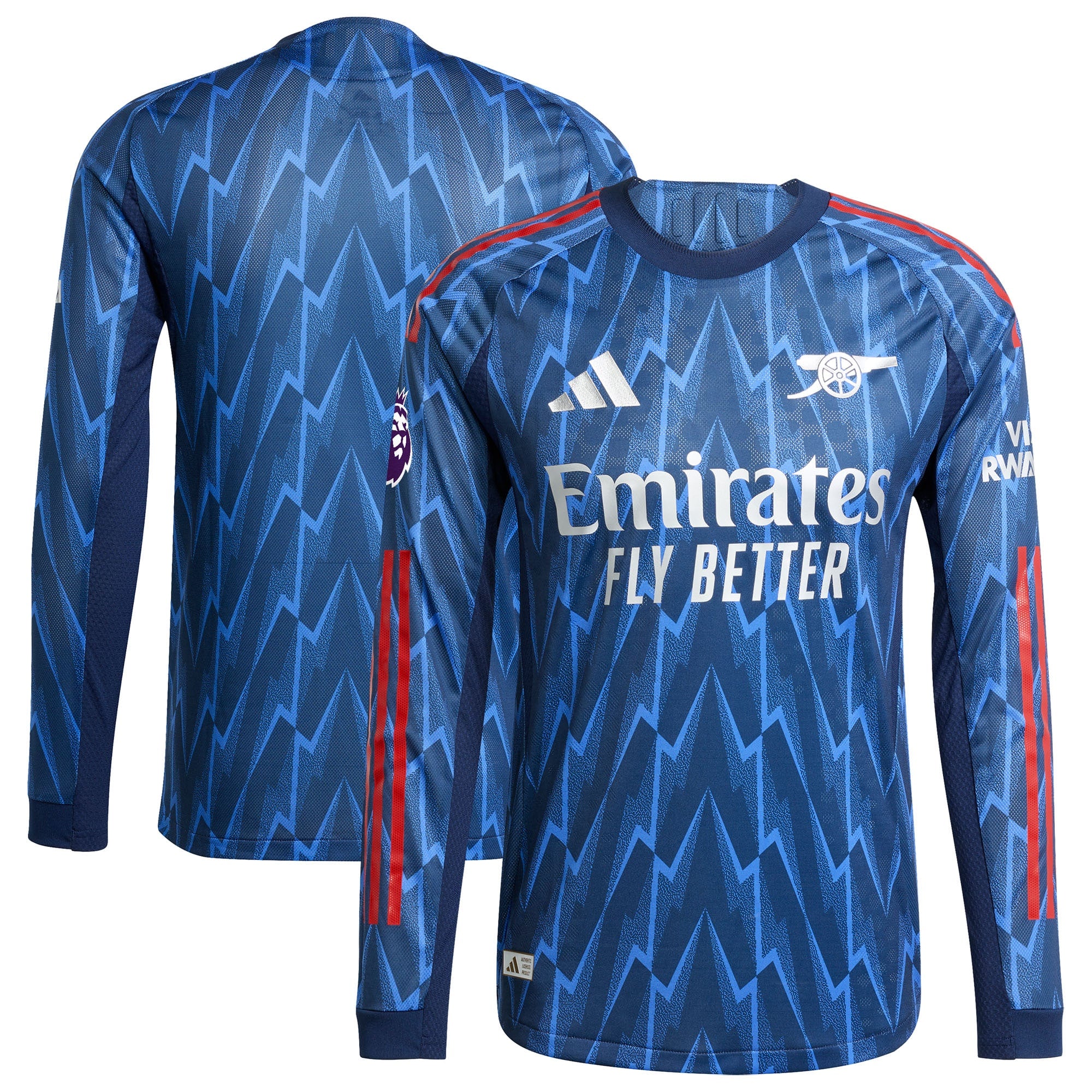 Arsenal adidas 2025/26 Third Authentic Long Sleeve Jersey - White/Blue/Red