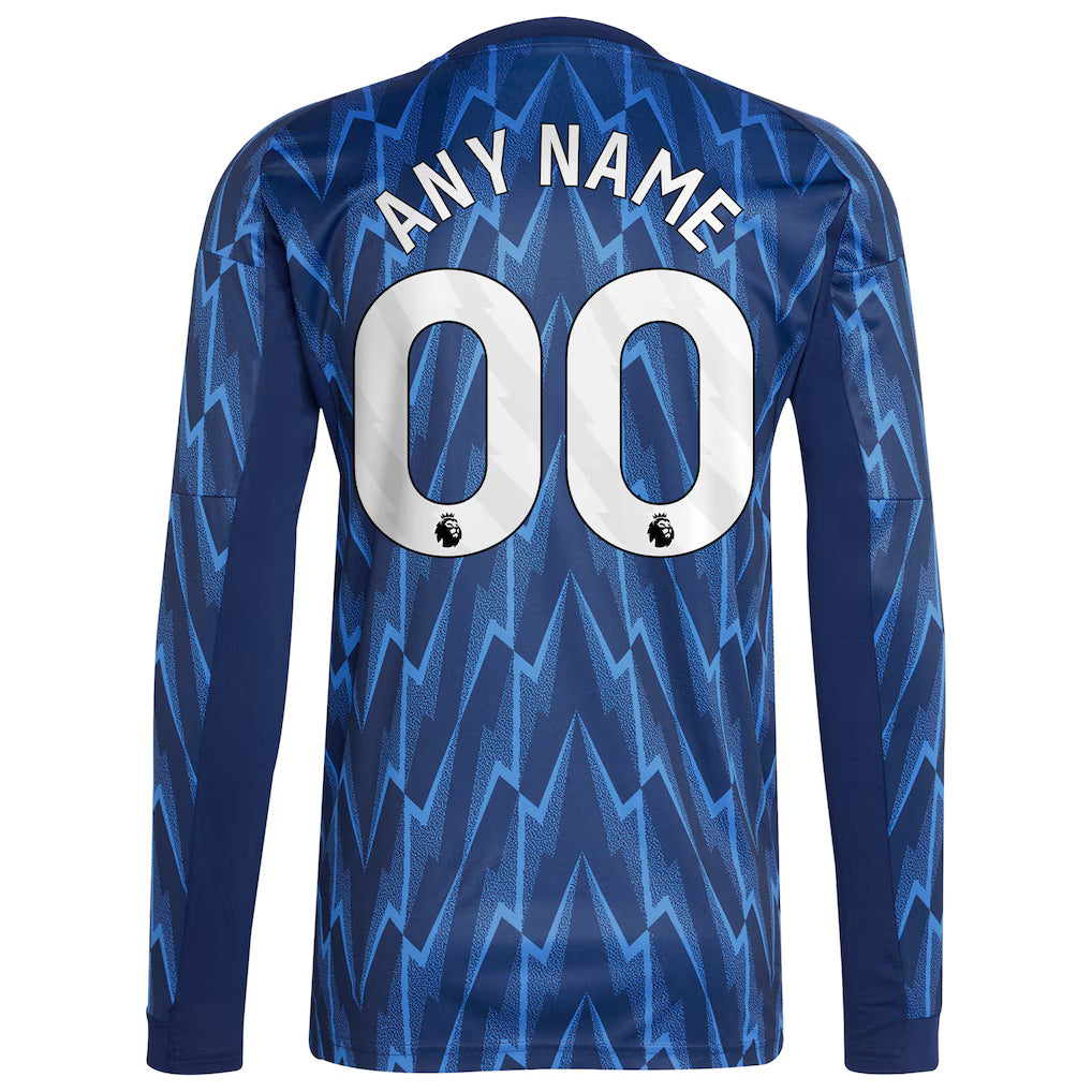 Arsenal adidas 2025/26 Away Replica Long Sleeve Custom Jersey - Blue/Red