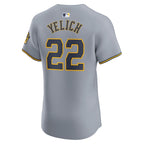 Christian Yelich Milwaukee Brewers Nike Road Elite Player Jersey - Gray
