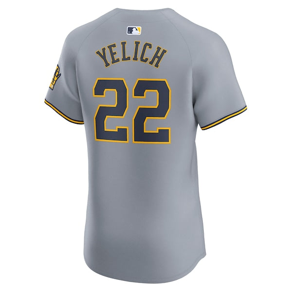 Christian Yelich Milwaukee Brewers Nike Road Elite Player Jersey - Gray