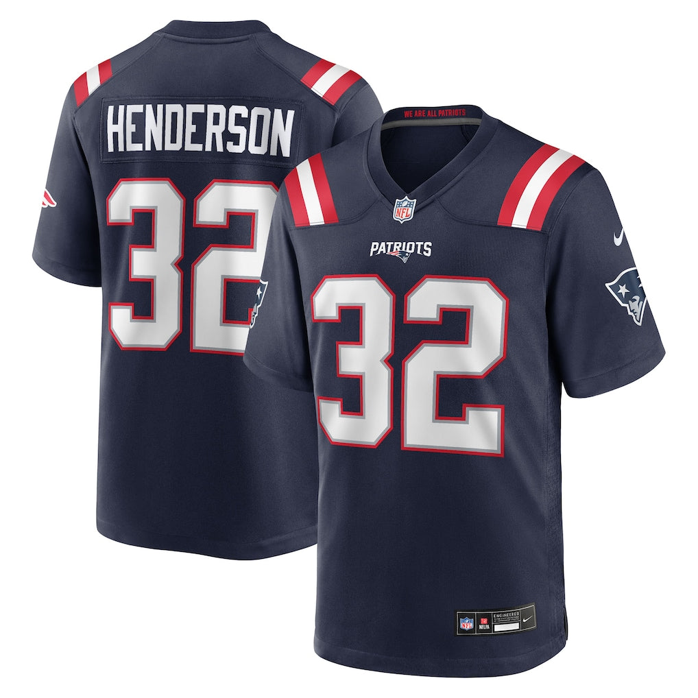 TreVeyon Henderson New England Patriots Nike 2025 NFL Draft Game Jersey - Navy