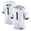 Travis Hunter Jacksonville Jaguars Nike 2025 NFL Draft First Round Pick Game Player Jersey - White/Black/Teal