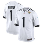 Travis Hunter Jacksonville Jaguars Nike 2025 NFL Draft First Round Pick Game Player Jersey - White/Black/Teal