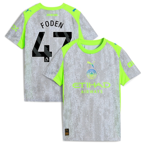 Manchester City Puma Youth 2025/26 Third Replica Jersey - Green/Neon Green