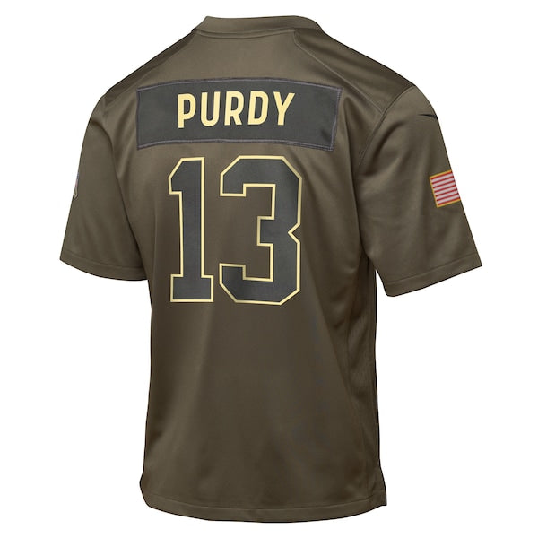 Brock Purdy San Francisco 49ers Nike Youth 2025 Salute to Service Game Jersey - Olive