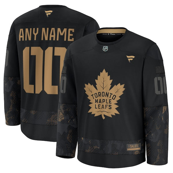 Toronto Maple Leafs  2024 Military Appreciation Personalized Long Sleeve Practice Jersey - Black