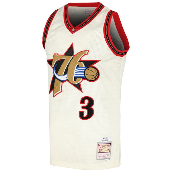 Allen Iverson Philadelphia 76ers Chainstitch Swingman Jersey - Cream