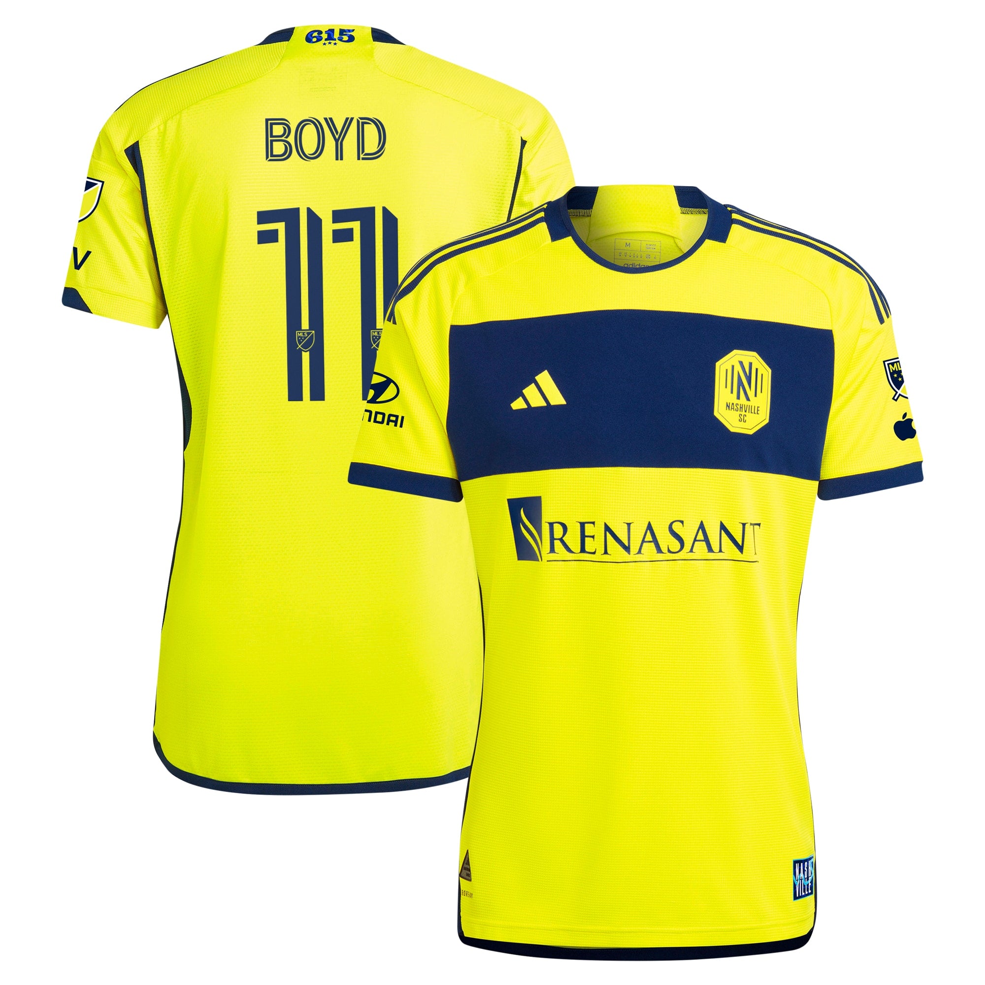 Tyler Boyd Nashville SC adidas 2024 Man In Black Kit Authentic Player Jersey - Black/Yellow