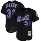Mike Piazza New York Mets Cooperstown Collection Mesh Batting Practice Button-Up Jersey - Black/Orange/Royal