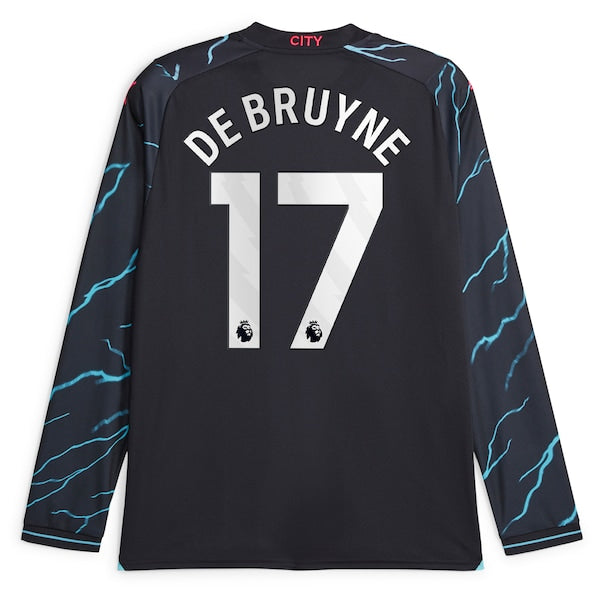 Kevin De Bruyne Manchester City Puma 2023/24 Third Long Sleeve Replica Player Jersey - Navy