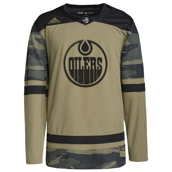 Edmonton Oilers adidas Logo Military Appreciation Team Authentic Custom Practice Jersey - Camo