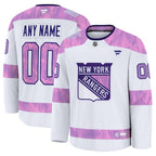 New York Rangers  2024 Hockey Fights Cancer Custom Practice Jersey - White