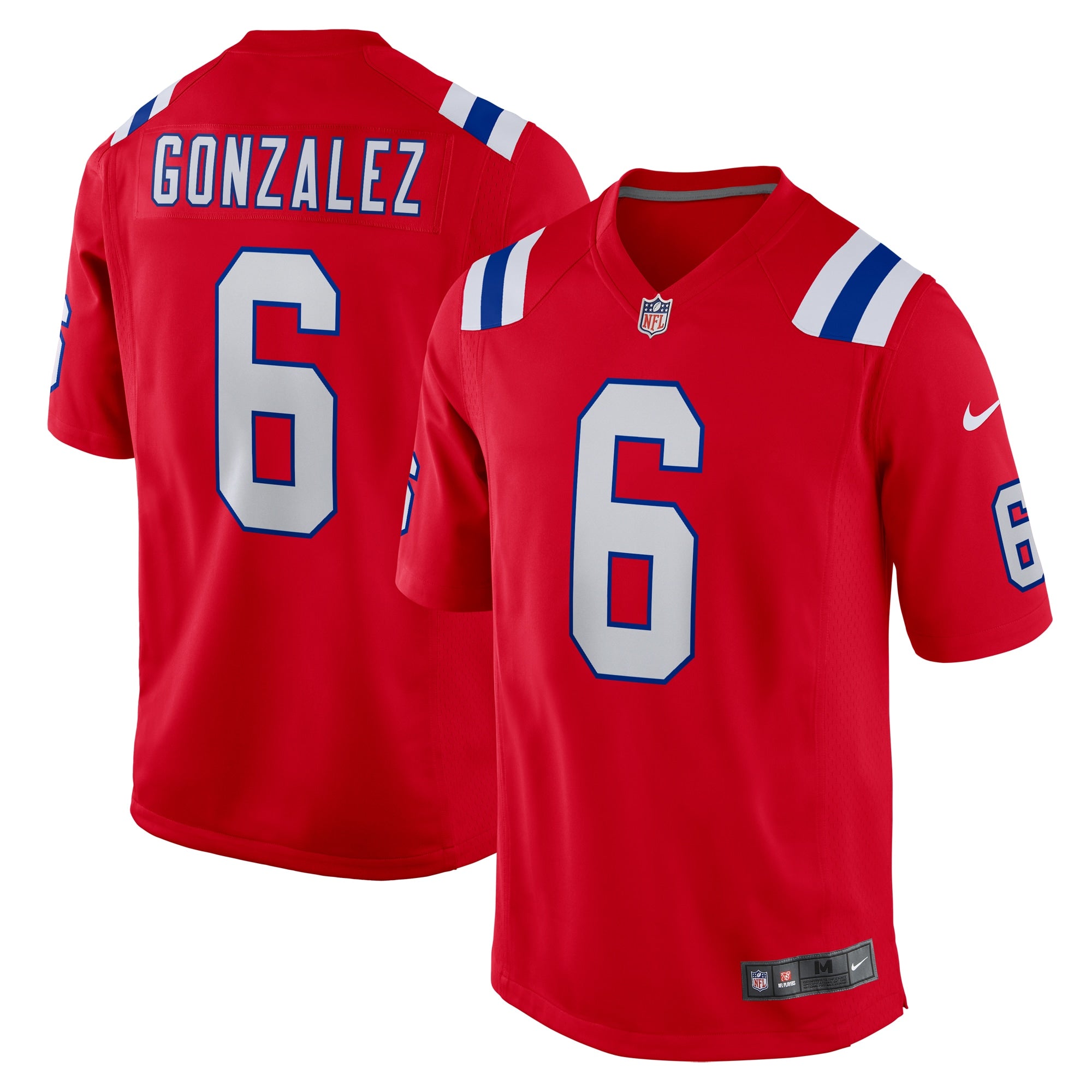 Christian Gonzalez New England Patriots Nike  Game Jersey -  White/Navy/Red