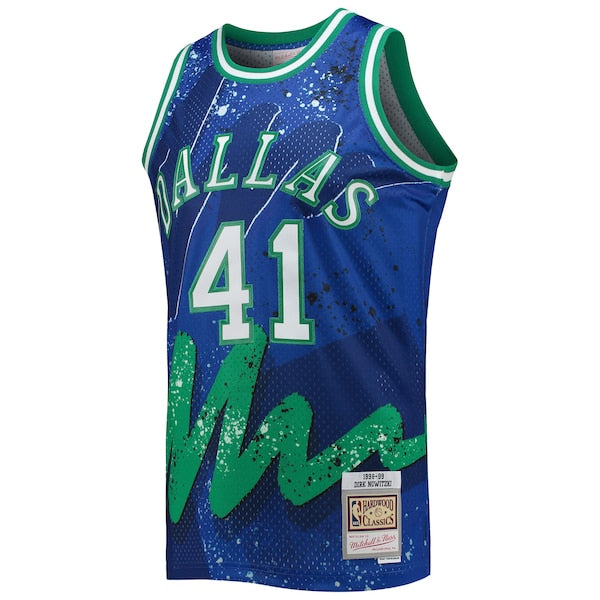Dirk Nowitzki Dallas Mavericks Hardwood Classics 1998/99 Hyper Hoops Swingman Jersey - Blue