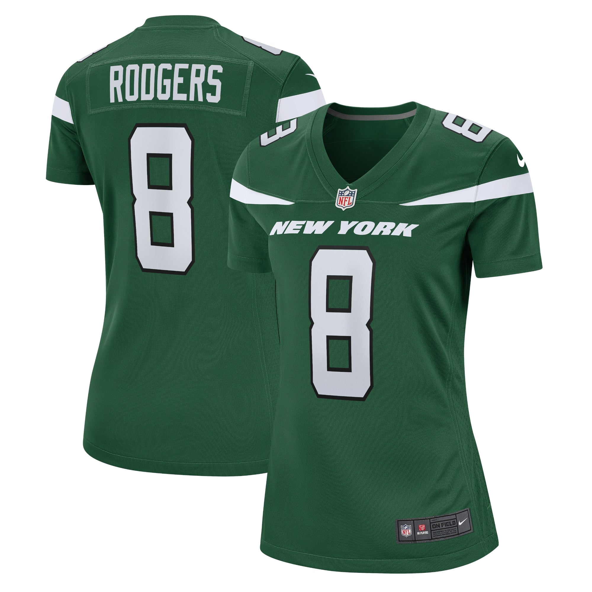 Aaron Rodgers New York Jets Nike Women's Player Jersey - White/Black/Green