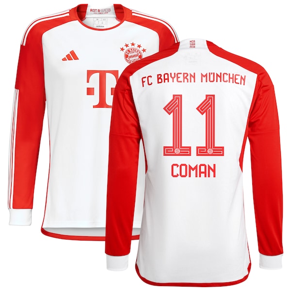 Kingsley Coman Bayern Munich adidas 2023/24 Home Replica Long Sleeve Jersey - White