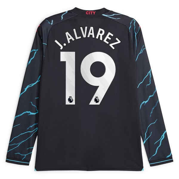 Julián Álvarez Manchester City Puma 2023/24 Third Replica Long Sleeve Player Jersey - Navy