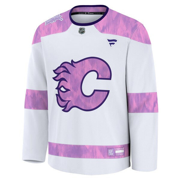 Calgary Flames  2024 Hockey Fights Cancer Practice Jersey - White