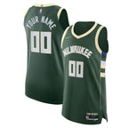 Milwaukee Bucks Nike 2021/22 Diamond Authentic Custom Jersey - Icon Edition - Hunter Green
