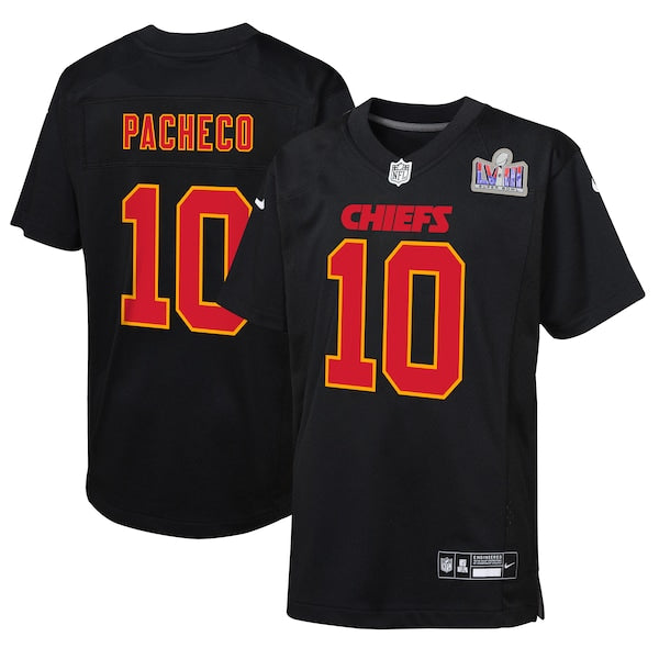 Isiah Pacheco Kansas City Chiefs Nike Youth Super Bowl LVIII Patch Carbon Fashion Game Jersey - Black