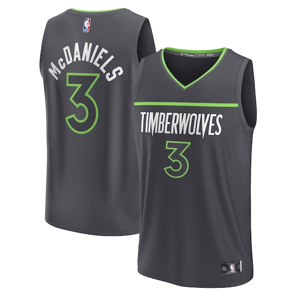 Jaden McDaniels Minnesota Timberwolves  Youth Fast Break Replica Player Jersey - Statement Edition - Black
