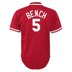 Johnny Bench Cincinnati Reds Youth Cooperstown Collection Mesh Batting Practice Jersey - Red