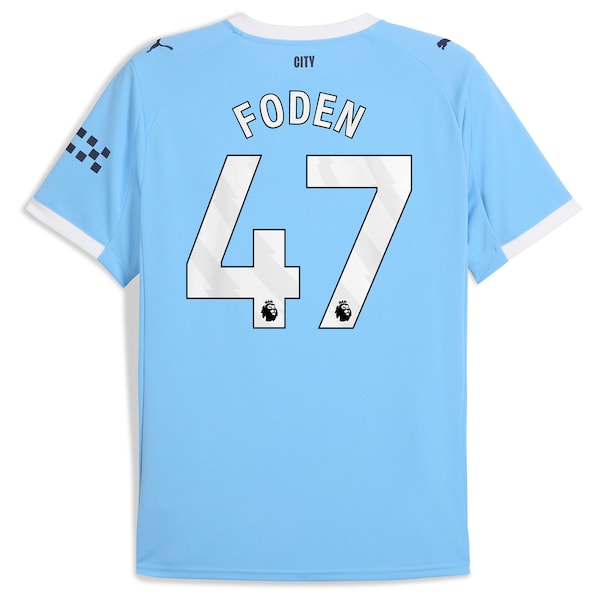 Phil Foden Manchester City Puma 2025/26 Home Replica Player Jersey - Sky Blue/Black/Green