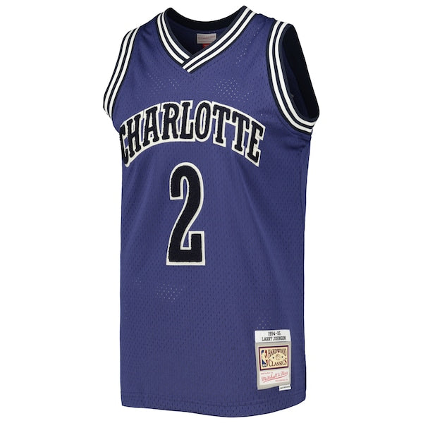Larry Johnson Charlotte Hornets 1994/95 Hardwood Classics Off-Court Swingman Jersey - Purple