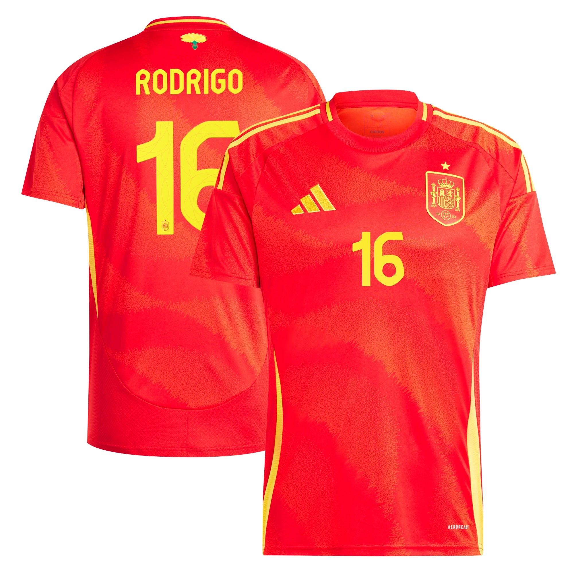 Rodrigo Spain National Team adidas 2024 Away Replica Jersey - Yellow/Scarlet