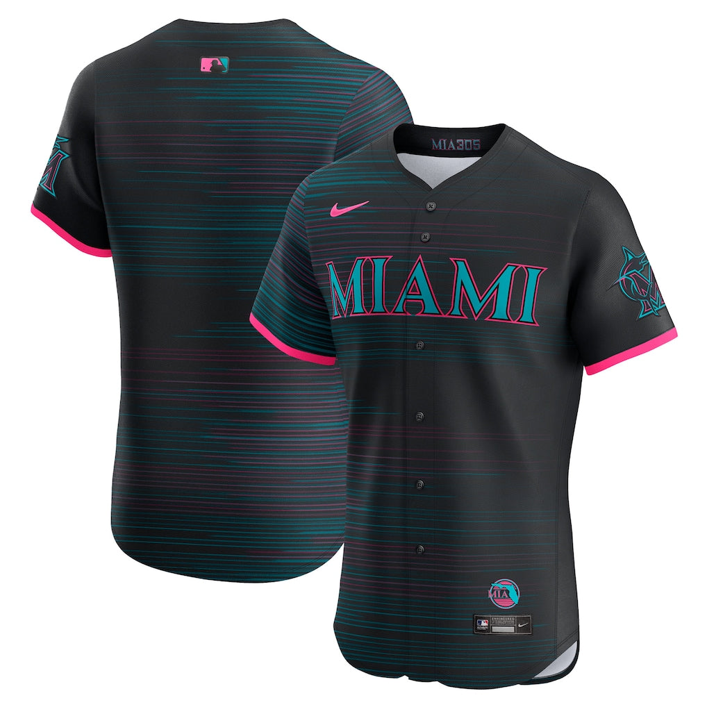 Miami Marlins Nike 2025 City Connect Elite Jersey - Black