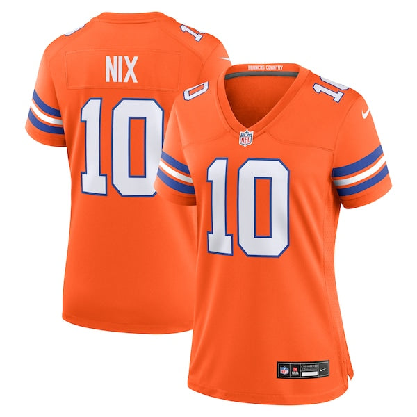 Bo Nix Denver Broncos Nike Women's Mile High Collection 1977 Throwback Player Game Jersey - Orange