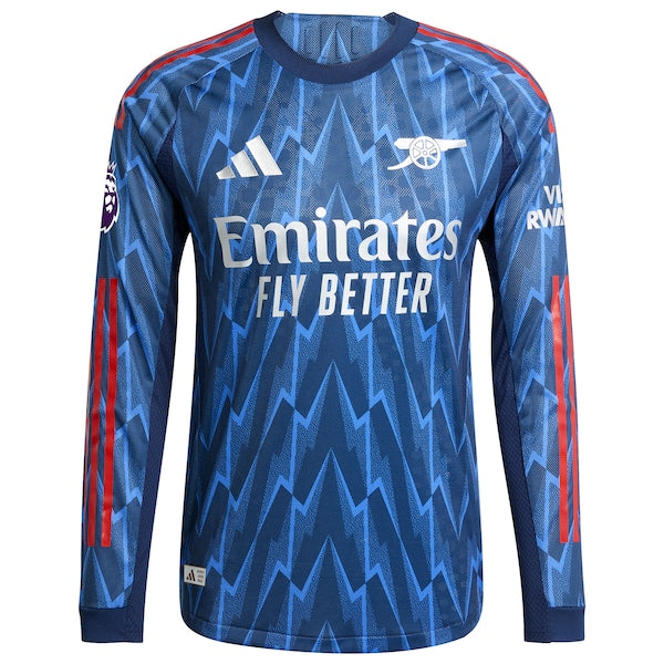 Arsenal adidas 2025/26 Away Authentic Long Sleeve Jersey with Patch - Blue/Red