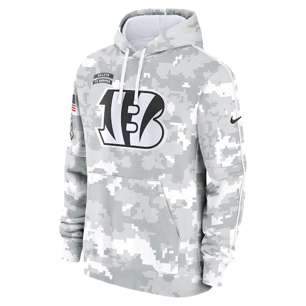 Cincinnati Bengals Nike 2024 Salute to Service Club Fleece Pullover Hoodie - Arctic Camo