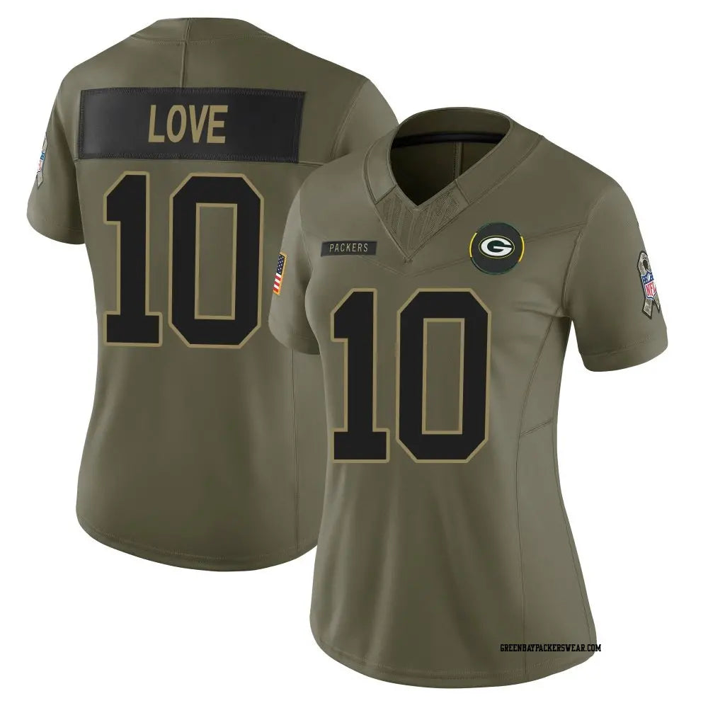 Jordan Love Green Bay Packers Nike Women's 2025 Salute to Service Limited Jersey - Olive