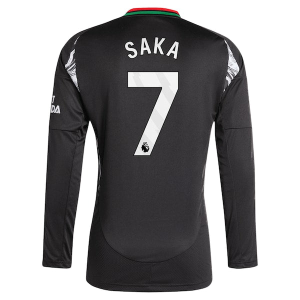 Bukayo Saka Arsenal adidas 2024/25 Away Replica Long Sleeve Player Jersey - Black