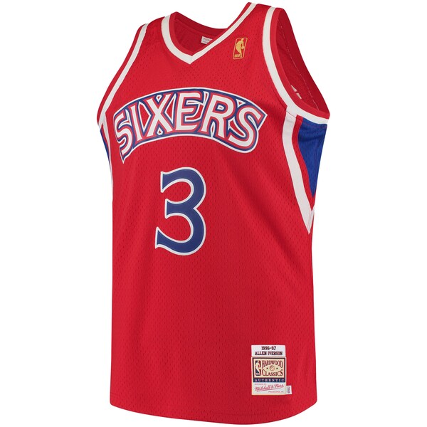 Allen Iverson Philadelphia 76ers 1996/97 Hardwood Classics Authentic Jersey - Red/Black/White