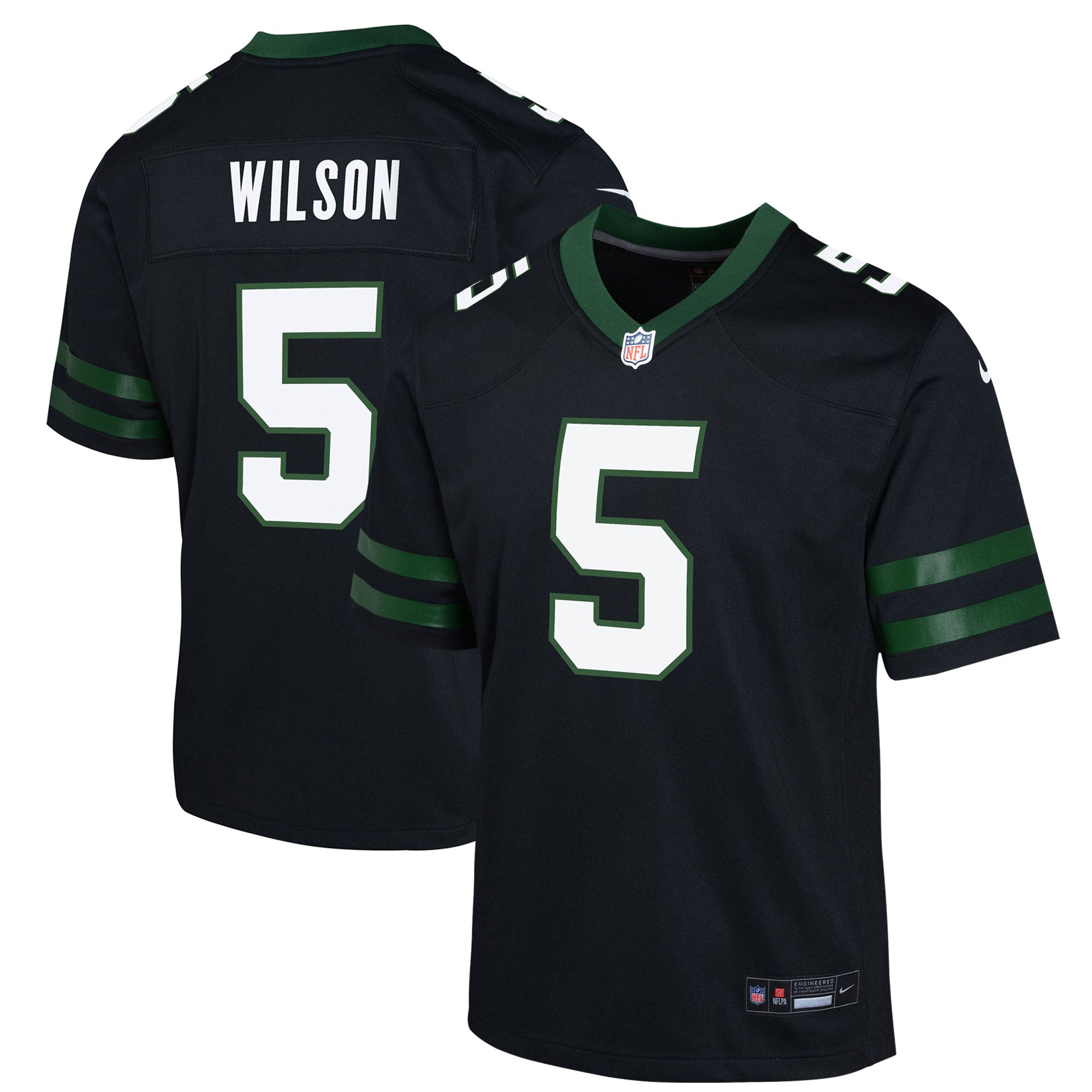 Garrett Wilson New York Jets Nike Youth Game Jersey - Legacy White/Black/Green