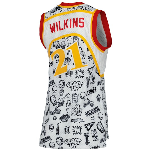 Dominique Wilkins Atlanta Hawks Women's 1986 Doodle Swingman Jersey - White