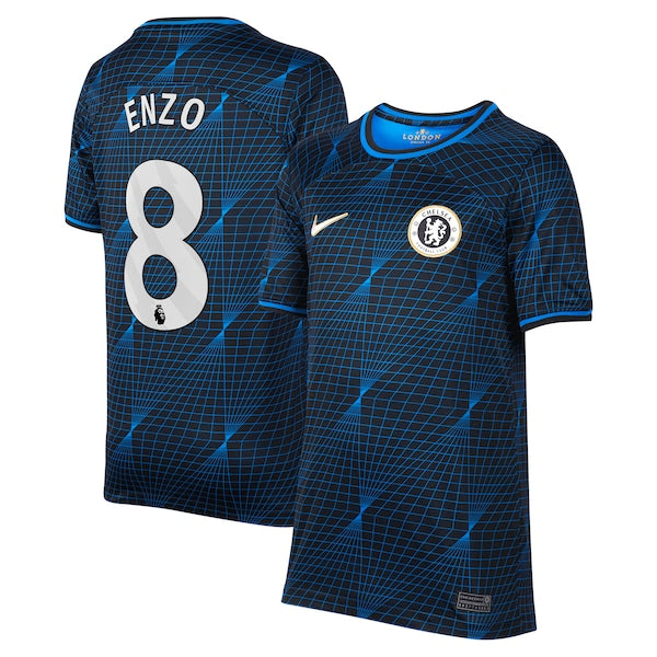 Enzo Fernández Chelsea Nike Youth 2023/24 Away Stadium Replica Player Jersey - Navy