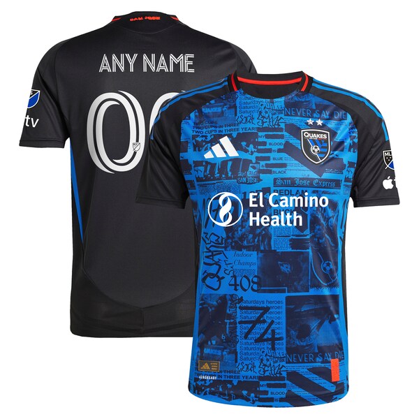San Jose Earthquakes adidas 2025 Headliner Authentic Custom Jersey - Black