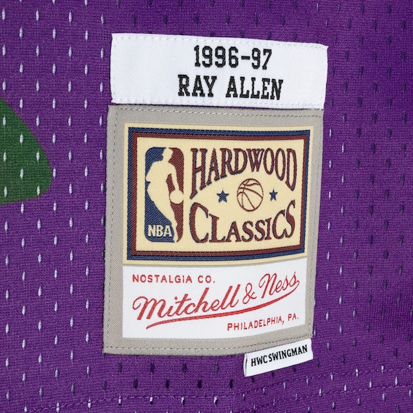Ray Allen Milwaukee Bucks Hardwood Classics 1996/97 Split Swingman Jersey - Green/Purple