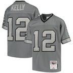 Jim Kelly Buffalo Bills Youth 1990 Retired Player Metal Replica Jersey - Charcoal