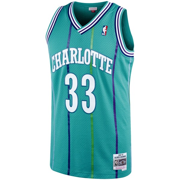 Alonzo Mourning Charlotte Hornets 1992/93 Hardwood Classics Swingman Jersey - Teal
