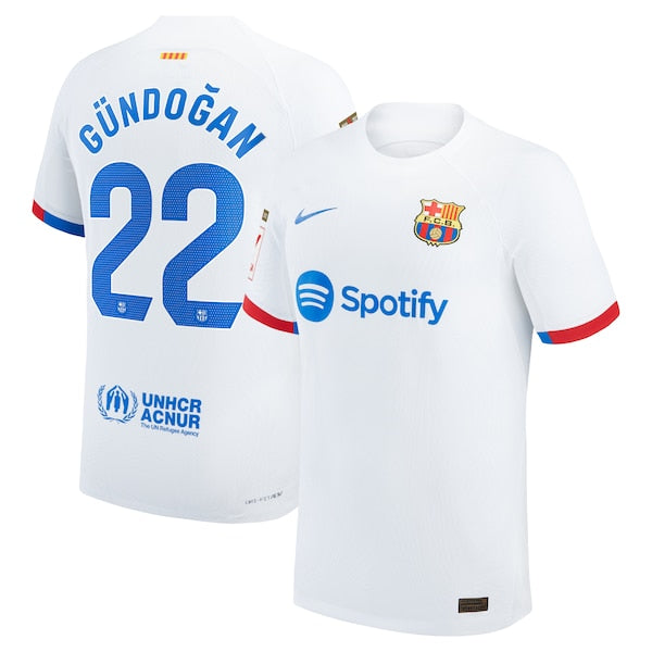 Ilkay Gündogan Barcelona Nike 2023/24 Away Match Authentic Player Jersey - White/Aqua/Royal