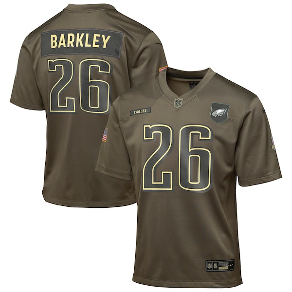 Saquon Barkley Philadelphia Eagles Nike Youth 2025 Salute to Service Game Jersey - Olive
